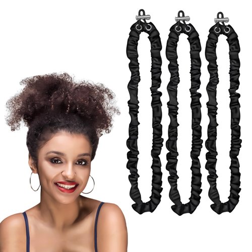 3PCS Hair Scrunchies Silk Adjustable High Elasticity Hair Ties Durable Soft Elastic Hair Rubber Bands Black Hair Ties Ponytail Holders for Women Girls