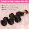 Niawigs 100 Percent Human Hair Braiding Hair for Bohemian Knotless Wet n Wavy Braiding Human Hair Bulk No Weft Body Wave Natural Black (14 Inch, Body Wave)