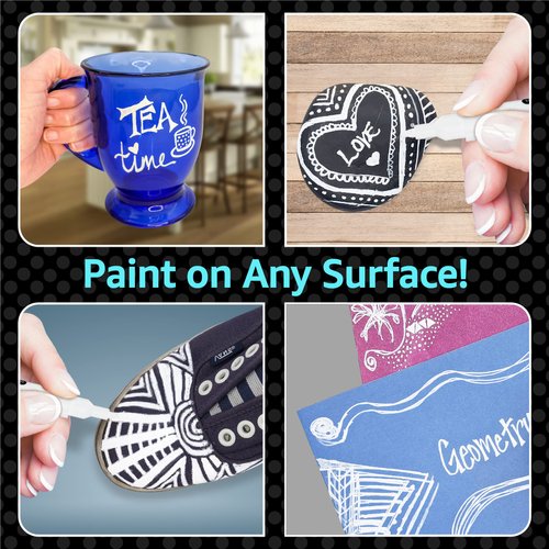 White Paint Pen (8-Pack) 0.7mm Extra Fine Tip Made in Japan | Bold Color+100% Coverage | For Rock, Wood, Glass, Paper, Fabric, Canvas, Metal and More! | White Paint Pens | White Acrylic Paint Pens