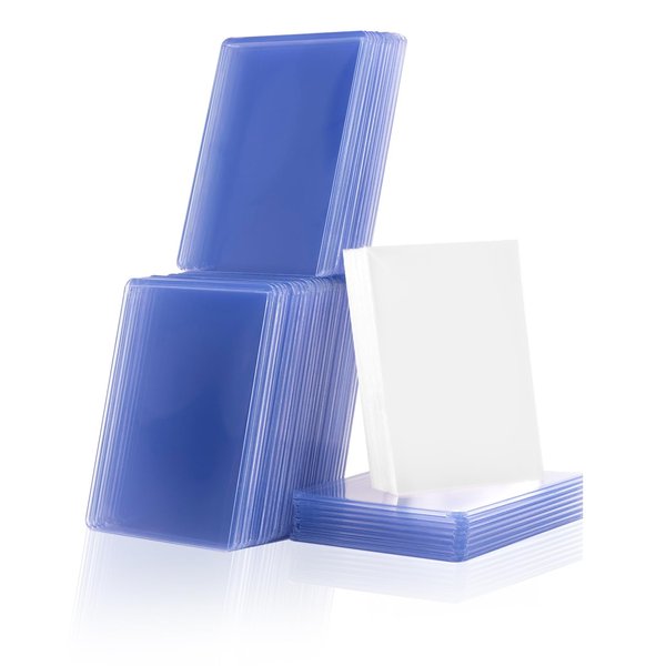 Lzerking Top Loaders for Cards 100ct, 55PT Baseball Card Sleeves 50 Top Loader and 50 Penny Sleeves for Trading Cards Protectors Hard Plastic 3" x 4" Trading Cards Protectors for Sports Cards