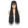 Yunkang Braided Baseball Cap Wig Box Braid Hair Extensions with Hat Ombre Color Synthetic Hair Cap Wig with 24inch Long Braiding Hair for Women (B-Black)