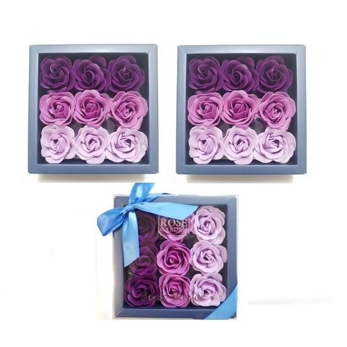 3 Boxes (27 Pcs Total) of Purple Flora Scented Rose Flower Bath Soap, Plant Essential Oil Rose Soap in Gift Box, Gift for Anniversary/Birthday/Wedding/Valentine’s Day/Mother’s Day