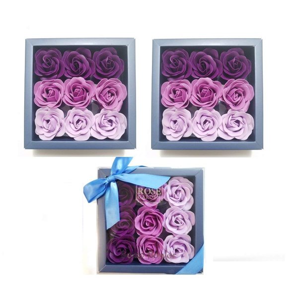 3 Boxes (27 Pcs Total) of Purple Flora Scented Rose Flower Bath Soap, Plant Essential Oil Rose Soap in Gift Box, Gift for Anniversary/Birthday/Wedding/Valentine’s Day/Mother’s Day