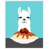 A 5J - White Llama Eating Spaghetti UNFRAMED Wall Art Print by Lee ArtHaus