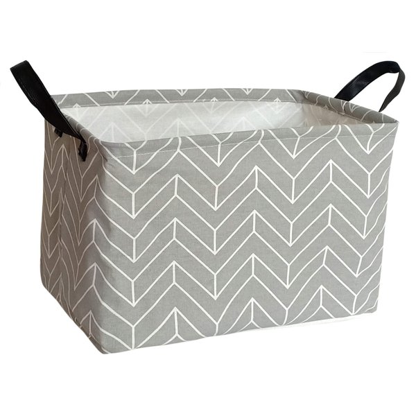 Rectangular Storage Bin Canvas Fabric Storage Basket,Waterproof Coating Toy Organizer with Handles,Gift Basket for Home,Office,Clothes,Toy,Shelf Basket (REC Geometric)