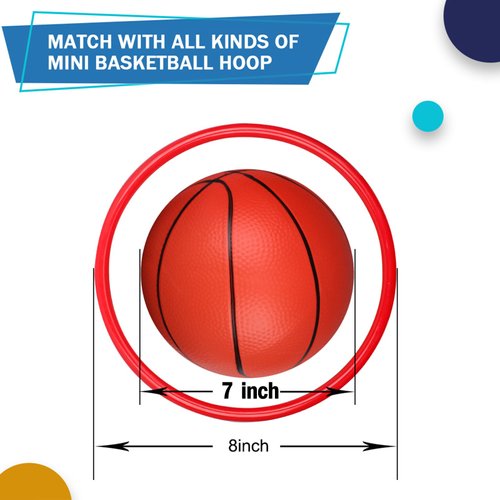 7 Inch Mini Basketballs, 5 Pack 7" Basketball Set with Pump Durable PVC Basketballs for Mini Basketball Hoop for Toddlers Kids Teenagers, Pool Beach Balls for Swimming Pool, Indoors, Outdoors