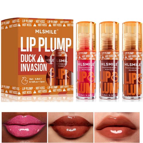 KTouler 3Pcs Lip Gloss Lip Plumper, Moisturizing Plumping Lip Gloss,Hydrating Lip Oil Lip Glaze, Long Lasting Lip Care Nourishing Tinted Lip Gloss (#4+#5+#6, B)