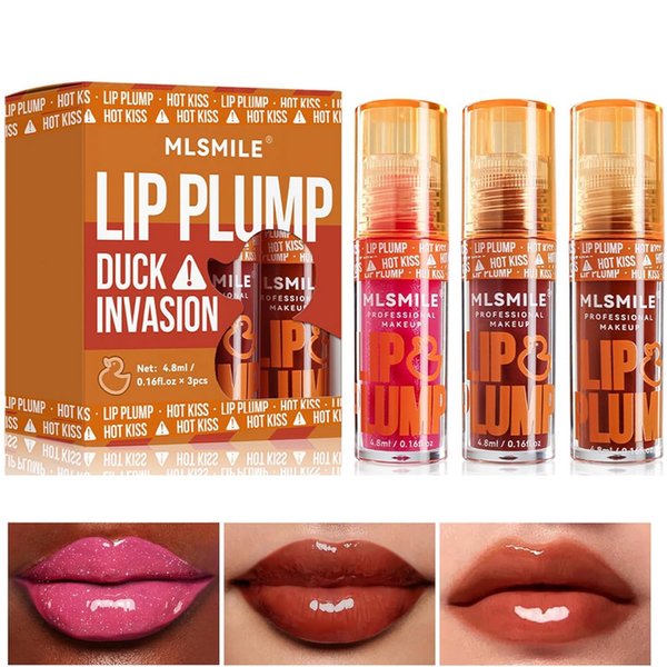 KTouler 3Pcs Lip Gloss Lip Plumper, Moisturizing Plumping Lip Gloss,Hydrating Lip Oil Lip Glaze, Long Lasting Lip Care Nourishing Tinted Lip Gloss (#4+#5+#6, B)