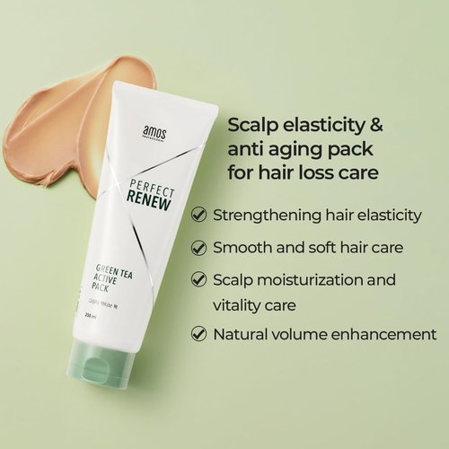 AMOS PROFESSIONAL Perfect Renew Green Tea Active Pack | Nourishing and Moisturizing Hair Mask for Hair Growth | Deep Conditioner | Korean Hair Growth Mask | K-beauty