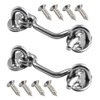 2 Pieces 3" Hook and Eye Latch with Screw Stainless Steel Window Lock Cabin Hook Barn Door Latch Hook & Eye Door Latch Eye Latch for Window Gate Shutters Barn Door, Silver-Tone