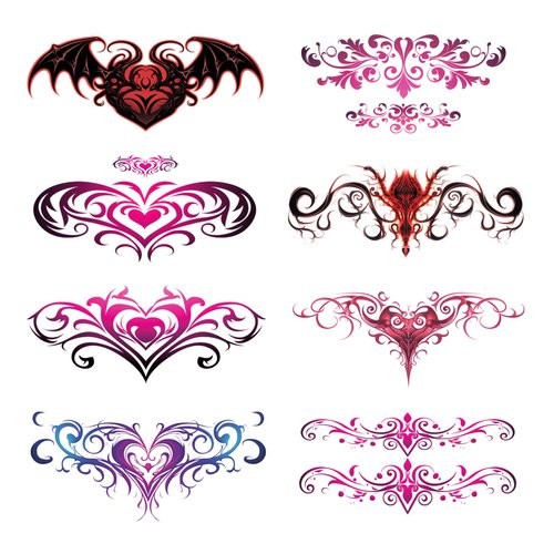 CARGEN Sexy Succubus Belly Temporary Tattoos -8 Sheets of Colourful Heart Designs Cover Scars Tattoo For Belly Button Back Waist Uterus Tattoo Stickers For Adult Girls Women