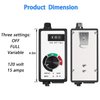 labwork Router Fan Variable Speed Controller Electric Motor Rheostat for AC 120V 15A