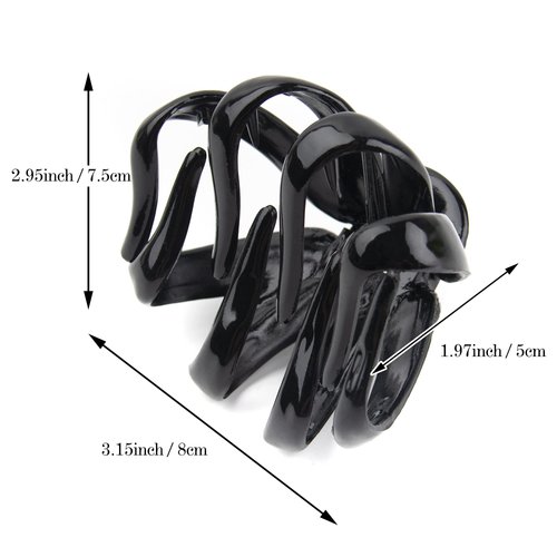 AUEAR, Octopus Clip Jaw Hair Claw Spider Hair Claw Clips Hairpins for Thick Hair (Black, 4 Pack, 3.15"x2.95")