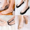 Double Couple 8 Pairs No Show Socks Women Low Cut Socks for Flats Non Slip Thin Liner Socks (4 Black & 4 Nude)