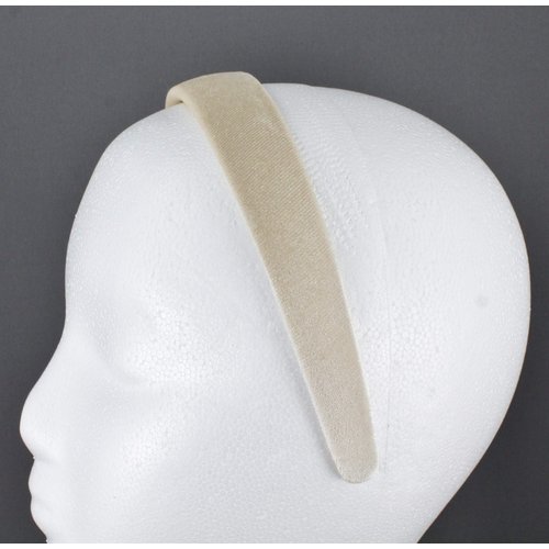 Beige cream velvet headband soft velour hair band accessory 1 inch wide plain classic basic style