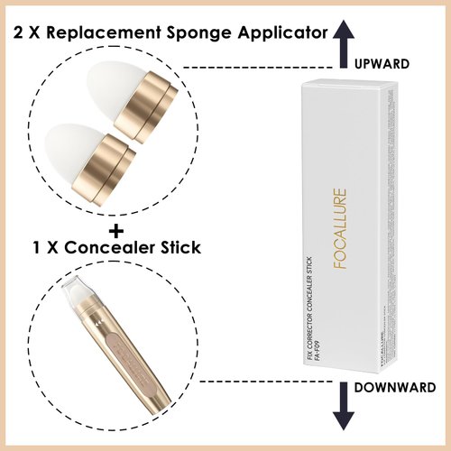 FOCALLURE FIX CORRECTOR Concealer Stick, Full Coverage Concealer Makeup, Color Corrector for Dark Circles, Including Replaceable Applicator, PK05 SOUFFLE
