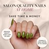 Glamnetic Press On Nails - Moss Green | Opaque Earthy Green Short Oval False Nails, Reusable Stick On Fake Nails with Glue | Salon Quality | 15 Sizes - 30 Nail Kit