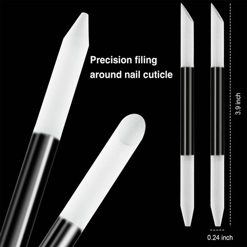 3 Pieces Glass Cuticle Pusher Cuticle Remover Glass Nail File Dual Ended Manicure Pedicure Tools for Nails and Cuticles Care (Transparent)