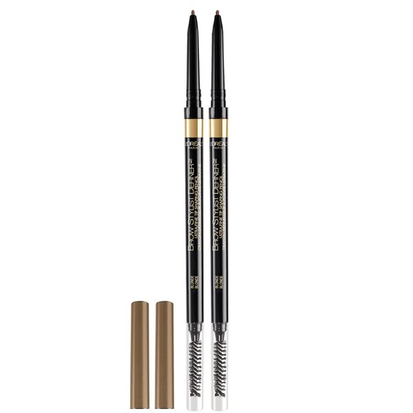L'Oreal Paris Makeup Brow Stylist Definer Waterproof Eyebrow Pencil, Ultra-Fine Mechanical Pencil, Draws Tiny Brow Hairs and Fills in Sparse Areas and Gaps, Blonde, 0.003 Oz (Pack of 2)