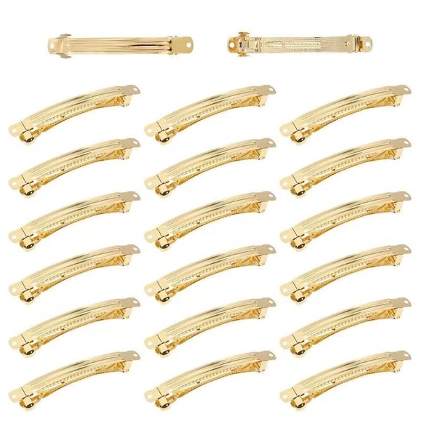 Cinaci 20 Pack 10cm /4 Inch Blank Plain DIY Craft Gold Metal French Hair Barrettes Snap Hair Clips Clasps for Women Girls Teens Hair Accessories (4 Inch)