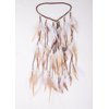Jumwrit Bohemian Feather Headband Indian Gypsy Headpiece with White and Brown Feather Tassel Adjustable Braided Rope Beaded Hairband Hippie Accessories for Women and Girls