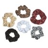 The Original Scrunchie® Six Days of Scrunchies Glamour Gift Set Includes 6 Unique Designs: Tan Dot Chiffon, White Velour, Black Velvet, Black & White Striped Satin, Beige Corduroy in Presentation Box