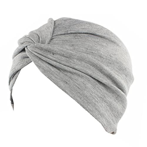 Chemo Sleep Turban Headwear Scarf Beanie Cap Hat for Cancer Patient Hair Loss (Grey)