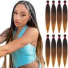 FAYETA Pre Stretched Braiding Hair,Ombre Braiding Hair 28''-8 packs Silky Color Blend Braid Hair Extensions, 100% Synthetic Crochet Hair Braids, Yaki Texture Hair Braiding