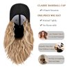 Qlenkay Baseball Cap with Hair Extensions 14inch Wavy Curly Bob Hairstyle Adjustable Wig Hat Attached Synthetic Hairpiece for Woman Baby Blonde Mix Bleach Blonde