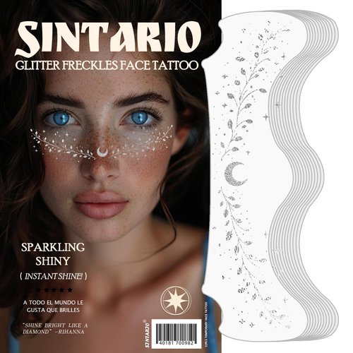 Silver Glitter Freckles Face Tattoo, Makeup Patch - Freckle Makeup, Faux Freckles Waterproof Temporary Tattoos Cute Glitter Makeup Accessories For Women - 12 Pcs (Silver, 11#)