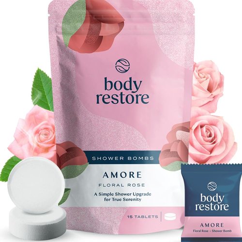 Body Restore Shower Steamers Aromatherapy - 15 Count - Christmas Stocking Stuffers, Relaxation Birthday Gifts for Women and Men, Stress Relief and Luxury Self Care - Amore
