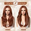 LONAI Copper Red Wigs for Women 24" Long Red Middle Part Layered Wig Synthetic Hair Wig for Daily Use Party Cosplay