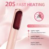 Wooroo Hair Straightener Brush, Ionic Hair Straightening Brush Flat Iron for Women, Anti-Scald and Anti-Frizz Ceramic Straightening Comb Fast Heating for Professional Salon at Home (Pink)