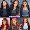 NKTU Deep Wave Lace Front Wigs Human Hair 200 Density Glueless Wigs for Women 13x4 HD Transparent Lace Front Wigs Pre Plucked with Baby Hair (22 Inch, Deep Wave Wigs)