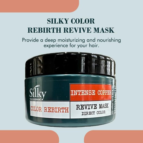 SILKY Technobasic Intense Copper Revive Mask - Color Depositing Hair Mask - Vegan Friendly Hair Mask - Semi-Permanent Hair Color Mask with Hydrating & Restoring Action for Dry Hair - 250ml/8.45oz