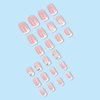 RTKHFZE Square Press on Nails Medium French Tip Fake Nails with Rhinestones & Flowers Designs Full Cover False Acrylic Nails for Women & Girls 24Pcs Artificial Nails