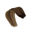 Sew in Weft Hair Extensions Human Hair, Brown to Golden Brown with Blonde Highlights Human Hair Sew in Extensions, Hand Tied Wefts Human Hair Ombre Sew in Hair Extensions Real Human Hair 12inch 80g