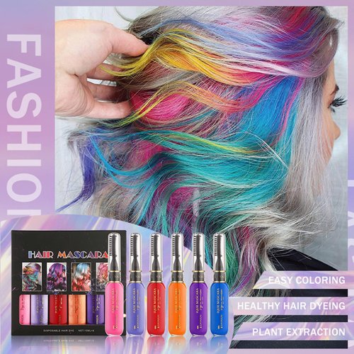 Joyeee Hair Chalk Gift for Girls Hair Makeup Kit, 6 Colors Temporary Hair Mascara Washable Temporary Hair Color Dye Gifts for Kids Age 5 6 7 8 9 10 11 12 13 Years Old Girls Boys or Adult