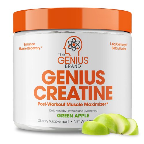 Genius Micronized Creatine Monohydrate Powder, Post Workout Supplement, Green Apple - 100% Natura...