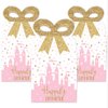Big Dot of Happiness Little Princess Crown - Square Favor Gift Boxes - Pink and Gold Princess Baby Shower or Birthday Party Bow Boxes - Set of 12