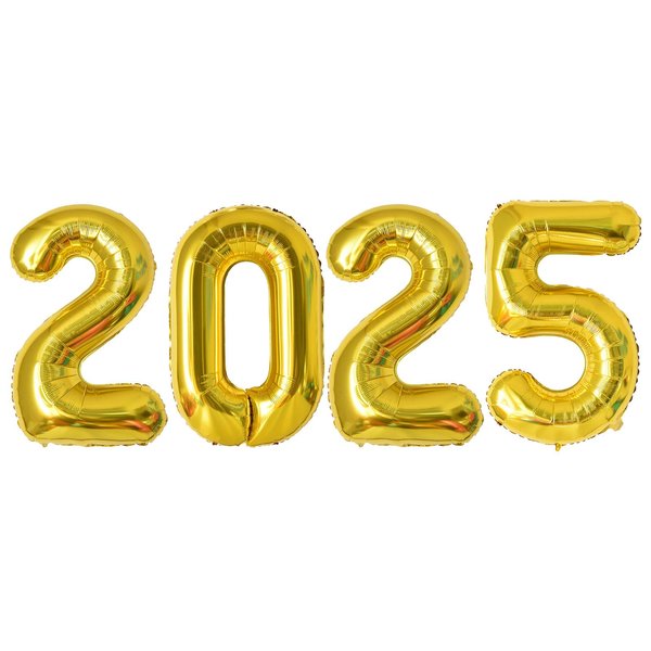 40 Inch Giant Gold Number 2025 Balloon, 2025 New Years Decorations for 2025 Happy New Year Eve Christmas and Graduations Party Supplies