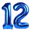 Navy Blue Number 12 Balloon 40 inch, 12 Number Balloon, 12th Navy Blue Birthday Decorations, 12 Year Old Girls Boys Blue Party Supplies