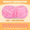 Ftyiwu 100g Chenille Yarn, Blanket Yarn for Knitting, Soft Chenille Yarn, Crochet Yarn for DIY Craft, Making Sweater, Hat, Blankets (Pink)