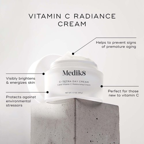 Medik8 C-Tetra Day Cream - Lipid Vitamin C Enhances Skin Radiance - Hydrates for Healthy-Looking Complexion - Smoothens and Brightens - Luminous and Lightweight Formula - 1.7 oz Moisturizer
