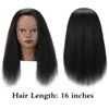 SOPHIRE 16" 100% Real Hair Mannequin Head with stand, Hairdresser Cosmetology Mannequin Manikin Training Practice Doll Head for Braiding Hairstyling - Black