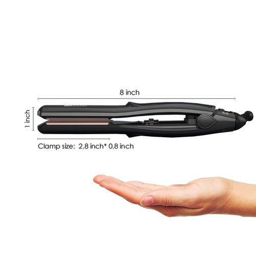 Jinri Hair Straightener with Titanium Plates 0.8 inch Flat Iron,Perfect Travel Size Hair Straightener Dual Voltage Black Color