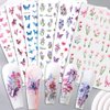 8pcs 3D Flower Nail Stickers Colorful Butterfly Nail Art Stickers Floral Nail Decals for Nail Art Supplies Cherry Blossom Nail Sticker Tulip Lavender Spring Nails Stickers Flower Stickers for Nails