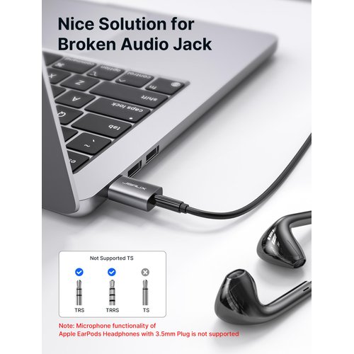 2 Pack USB to 3.5mm Jack Audio Adapter, JSAUX USB to Audio Aux Adapter External Stereo Sound Card USB to 3.5mm TRRS Female Headset for PS4, PS5, Headphone,Mac, Linux, Laptop, Desktops, Docking Station