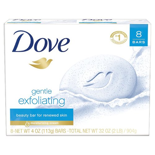 Dove Beauty Bar for Softer and Smoother Skin Gentle Exfoliating More Moisturizing Than Bar Soap 3.75 oz 8 Bars