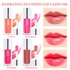 Hulyfw 2 Colors Hydrating Lip Glow Oil Plumper Gloss Moisturizing Lip Tint,Transparent Lip Oil Glossy Lip Gloss Non-sticky,Long Lasting Nourishing Care Awakening Lip Makeup (001#+007#)